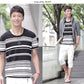 ランダムボーダーデザイン半袖ニットソー