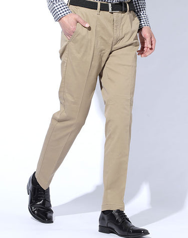 ハイストレッチゴムウエストノータックテーパードスラックスチノパン Biz