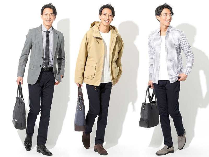 カツラギストレッチネイビースリムパンツ 日本製 Biz