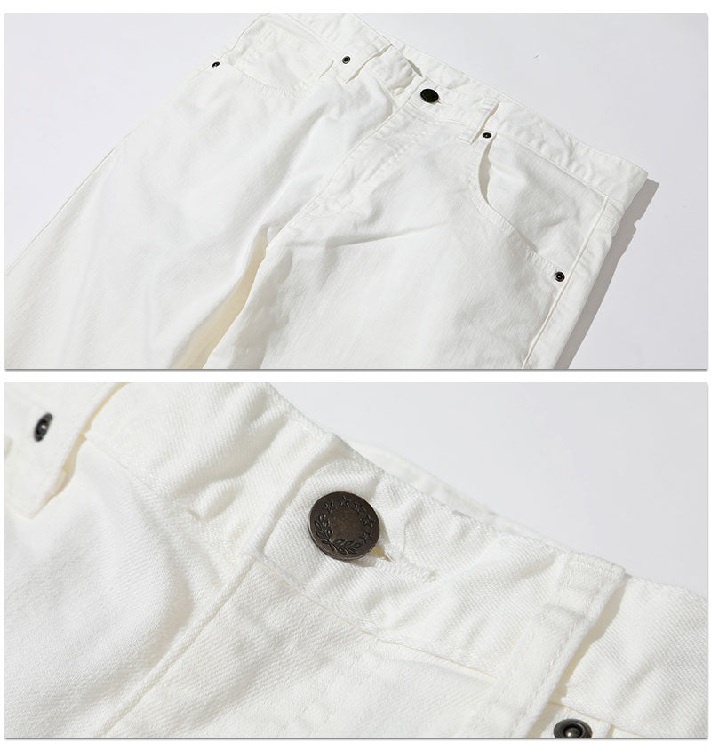 ライトブルーデニム半袖シャツ×白パンツ 60代メンズ2点セット biz