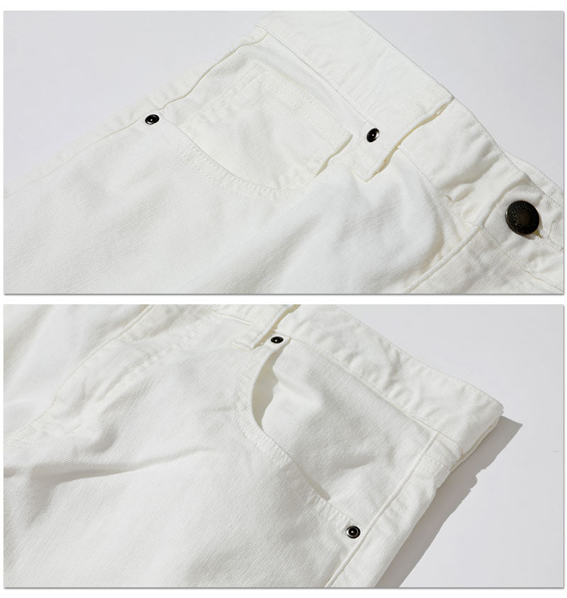 カツラギストレッチ白スリムパンツ 日本製 Biz