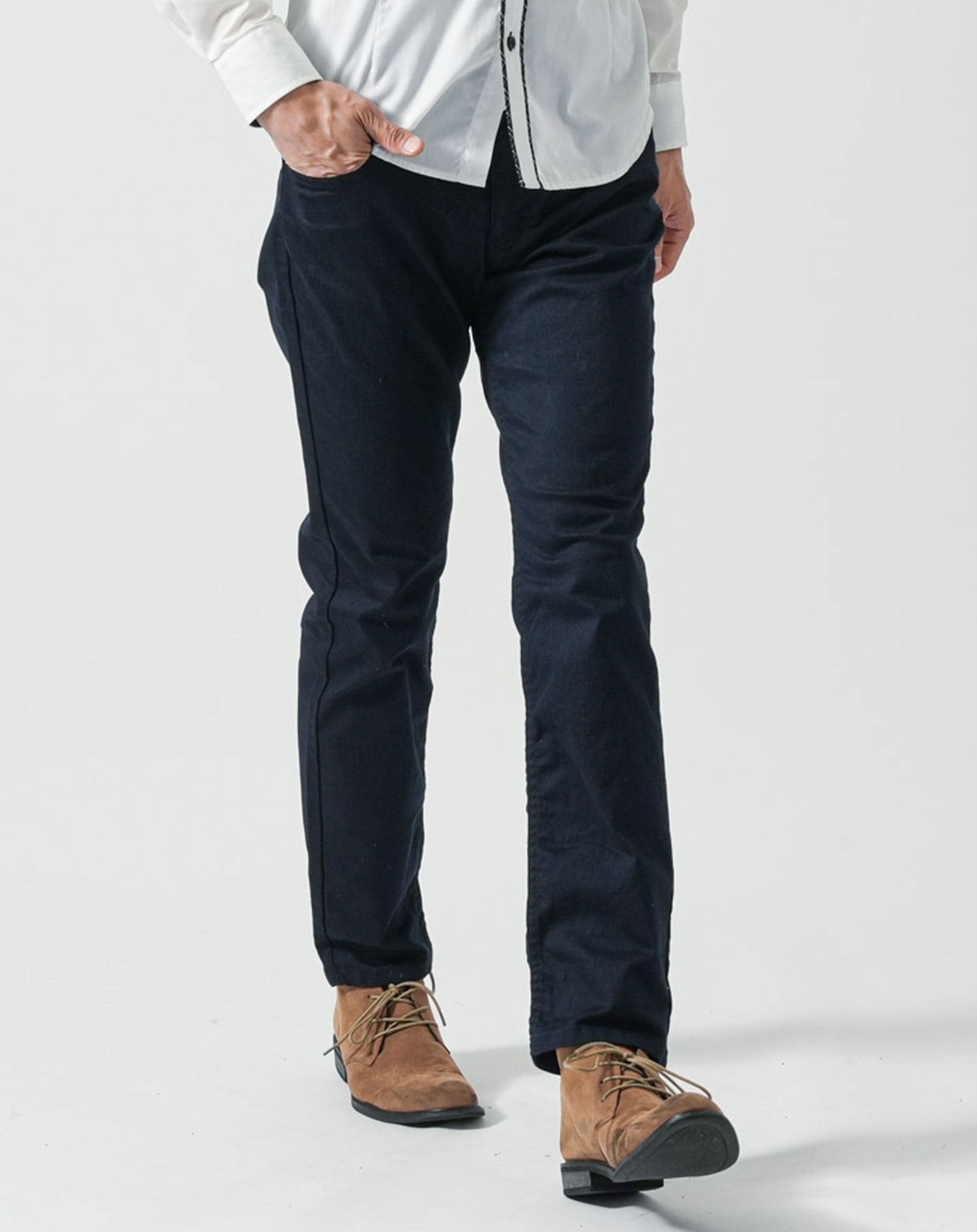 日本製カツラギスーパーストレッチスリムテーパードチノパンツ