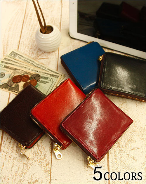 イタリアンレザーショートL字ウォレット　折りたたみ財布