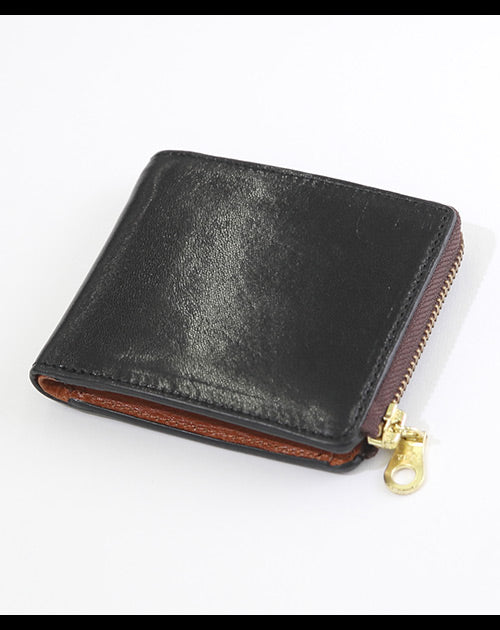 イタリアンレザーショートL字ウォレット　折りたたみ財布
