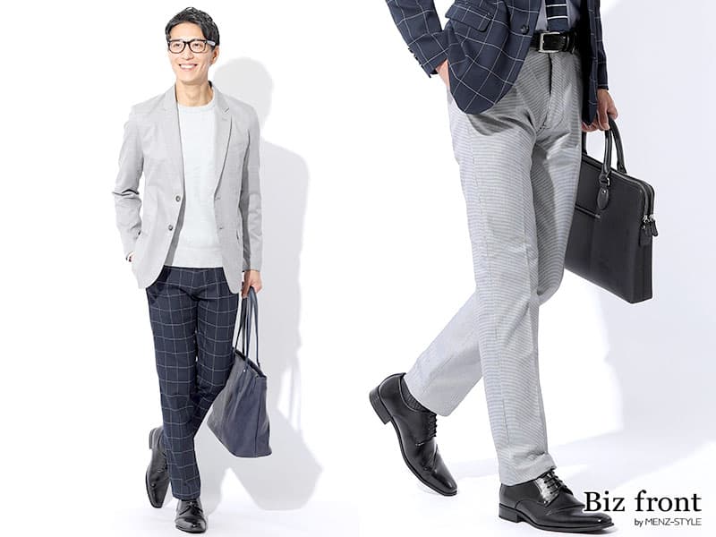 チェックパンツ メンズ ビジネスコーデ オフィスカジュアル スラックススタイル