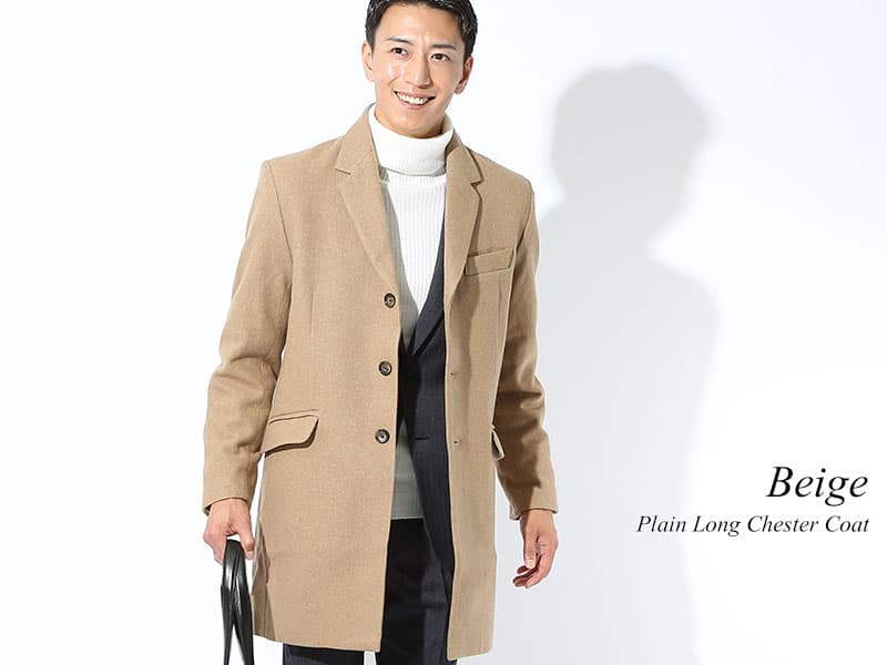 プレミアムストライプロングチェスターコート 日本製