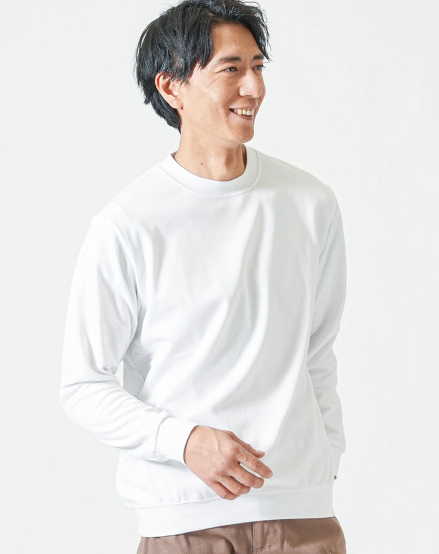 裏起毛スムースコットン長袖クルーネックTシャツ Biz