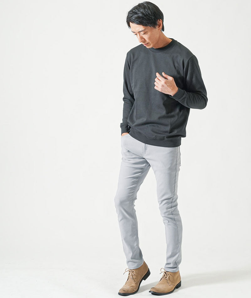 裏起毛スムースコットン長袖クルーネックTシャツ Biz