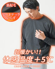 裏起毛スムースコットン長袖クルーネックTシャツ Biz