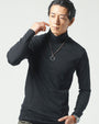 裏起毛素材無地・ボーダー長袖タートルネックTシャツ Biz