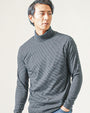 裏起毛素材無地・ボーダー長袖タートルネックTシャツ Biz