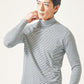 裏起毛素材無地・ボーダー長袖タートルネックTシャツ Biz