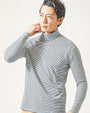 裏起毛素材無地・ボーダー長袖タートルネックTシャツ Biz