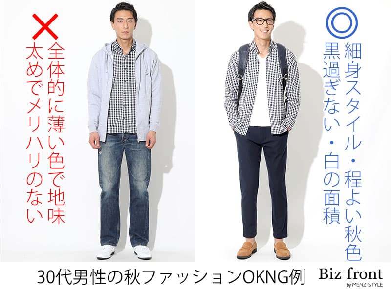 30代男性の秋ファッションはコーデ例で解決！OKNG例と悩みポイント