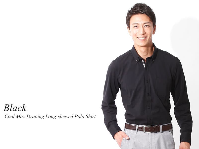 細身で男らしい黒ワイシャツ