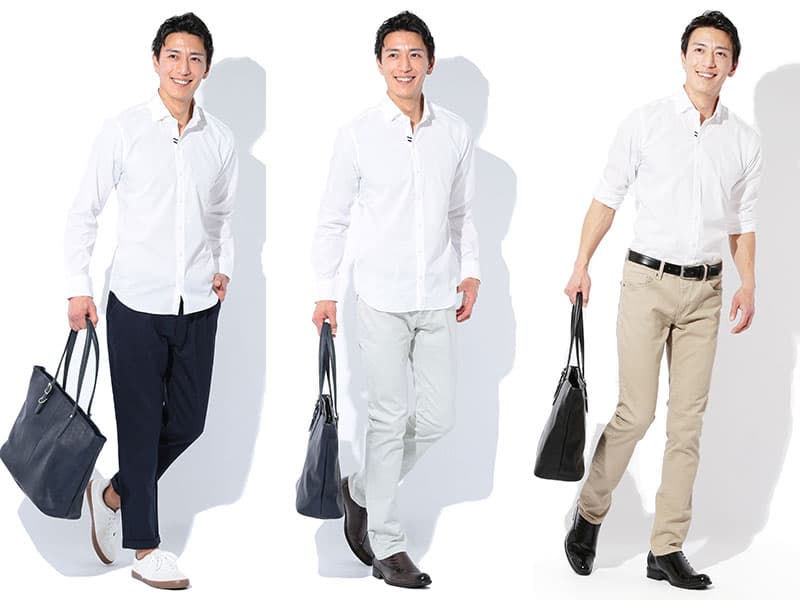 メンズ白シャツの種類とコーデ例