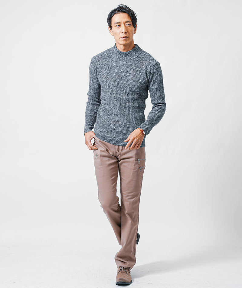 リブ編みスリムハイネックニット Biz