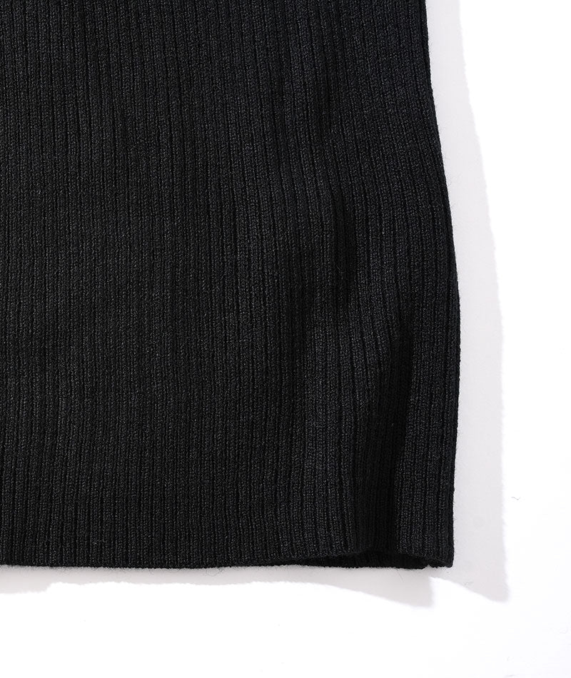 リブ編みスリムハイネックニット Biz