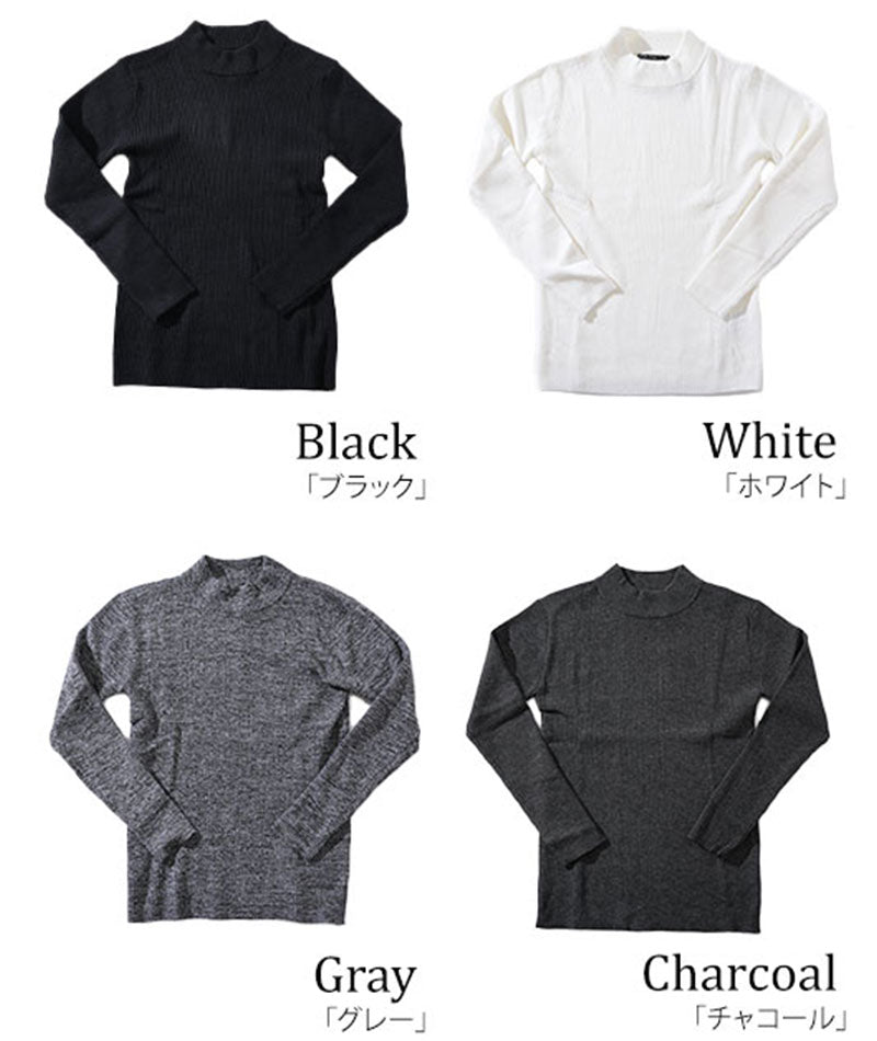 リブ編みスリムハイネックニット Biz