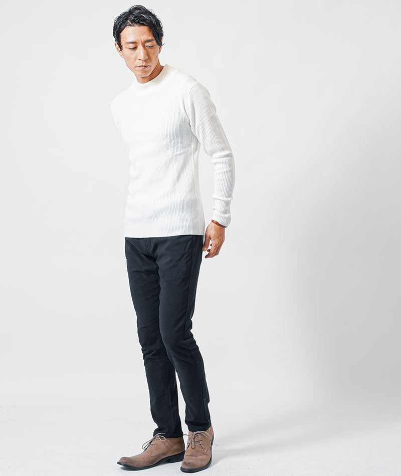 リブ編みスリムハイネックニット Biz