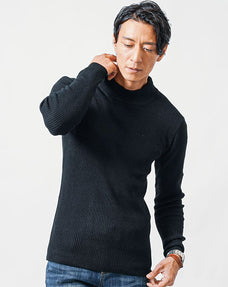リブ編みスリムハイネックニット Biz