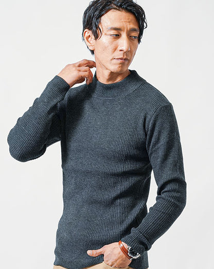 リブ編みスリムハイネックニット Biz