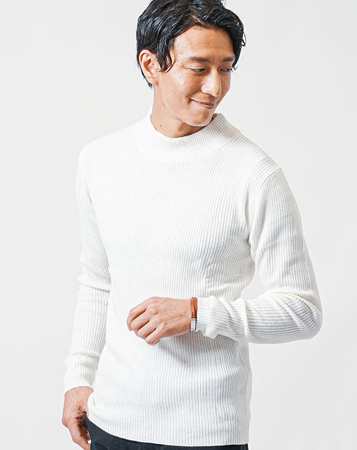 リブ編みスリムハイネックニット Biz