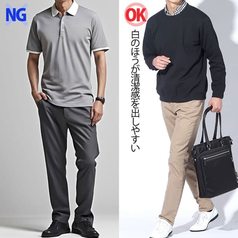 オフィスカジュアル・ビジネスカジュアルには白スニーカーが合いやすい例