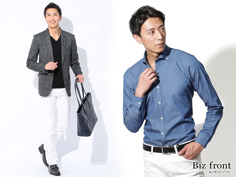 白パンツのコーディネート