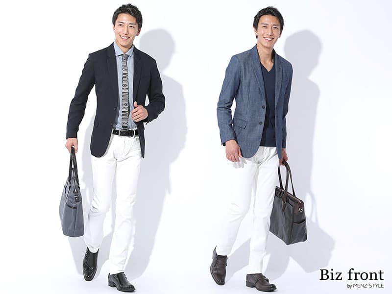 白パンツのコーディネート