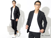 黒のメンズセットアップ・ビジネスカジュアルスーツコーデ