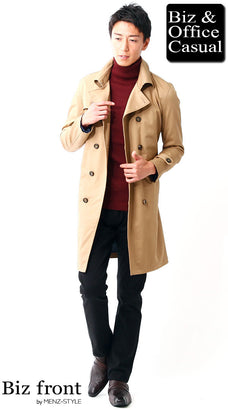 赤タートルネックニットセーターのコーデ例