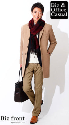 ジャケパンとコートの秋冬の通勤服コーデ例