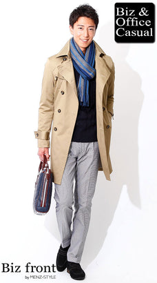 ネイビー・ブルーのマフラーのコーディネート例