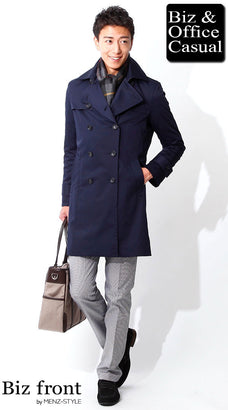 秋冬のビジネスコートとマフラーのコーディネート例