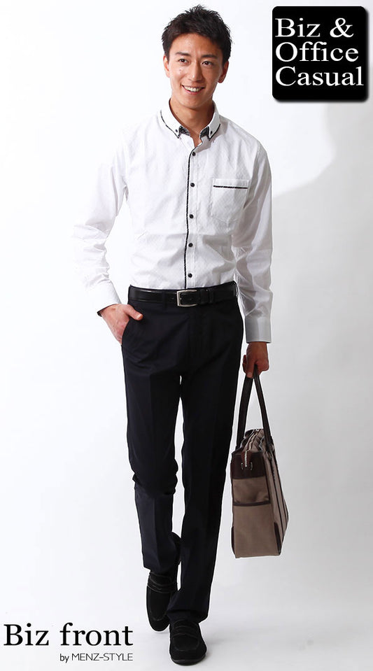 デザインホワイトシャツ×ネイビースラックス　biz15-16aw3577