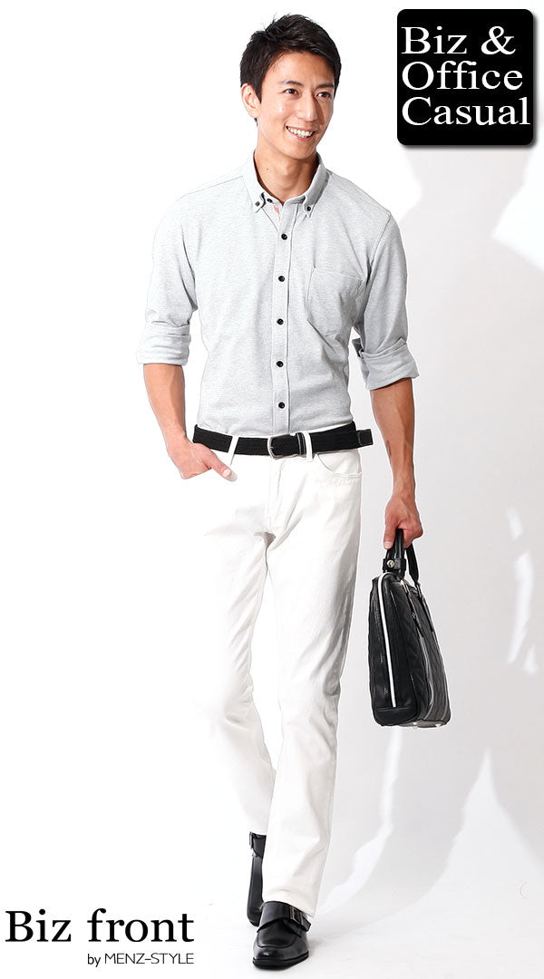 夏の長袖シャツのコーデ例