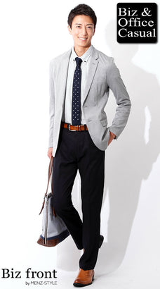 ポロシャツとジャケットのコーデ例