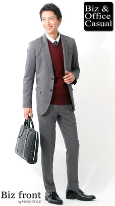 スーツ営業マン・営業職のセーターコーデ例