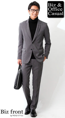 グレースーツに合う黒・ブラックの靴のコーデ例