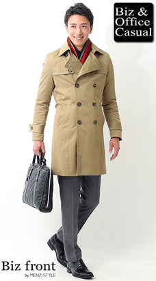 マフラーとトレンチコートのコーディネート例