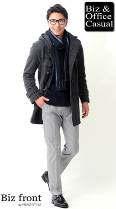 冬のチェックパンツコーディネート例