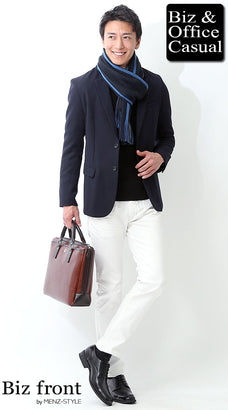 マフラーとジャケット・ジャケパンのコーディネート例