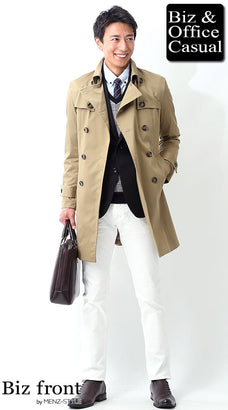 ホワイトジーンズ（デニムパンツ）とアウター・コートのコーデ例