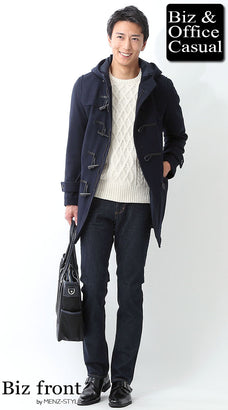 60代男性に似合うダッフルコートコーディネート例