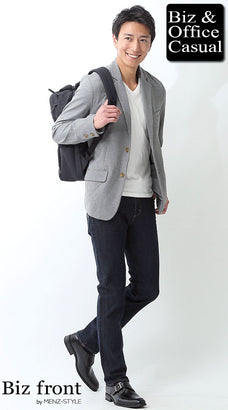 テーラードジャケット×Tシャツ・カットソー・ニットセーターのデート服コーデ例