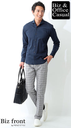 チェック柄スラックスのコーデ例