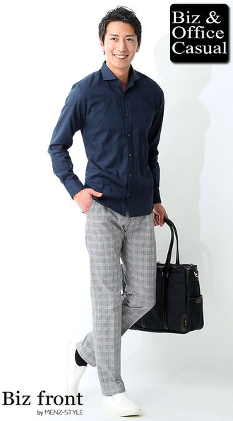 コットンリネンワイシャツのコーデ例