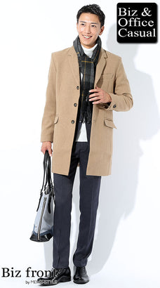 60代男性に似合うチェスターコートコーディネート例