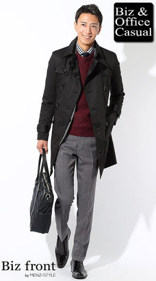 スーツとコートのコーディネート例